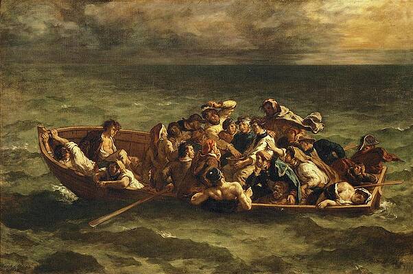 Wall Art - Painting - Le naufrage de Don Juan -Byron, Don Juan, chant II- Don Juan shipwrecked. Oil on canvas -1840-. by Eugene Delacroix -1798-1863-