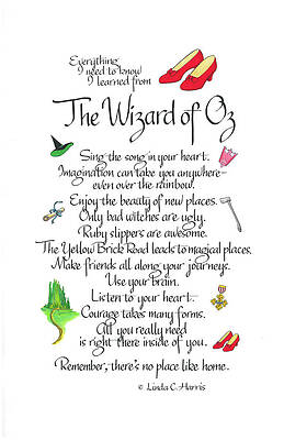 Wall Art - Drawing - Lessons from The Wizard of Oz by Linda Harris
