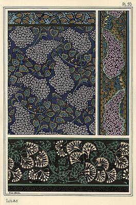 Wall Art - Drawing - Lilac in art nouveau patterns for wallpaper and fabric. Lithograph by Anna Martin. by Album