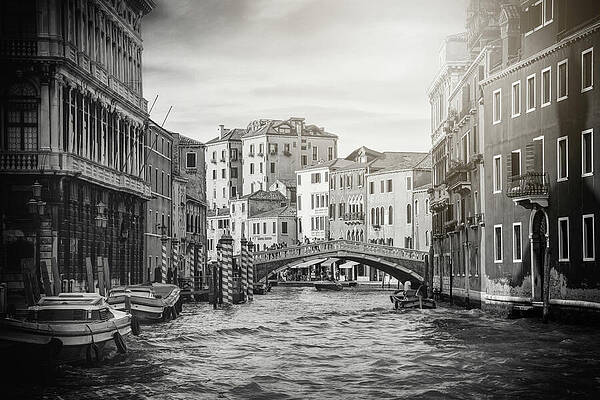 Wall Art - Photograph - Living on Water  Scenes of Venice Italy Black and White by Carol Japp