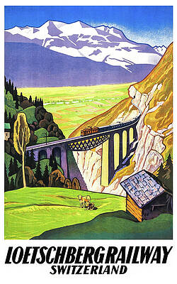 ART PRINT POSTER TRAVEL SWISS ALPINE RAILWAY BRIDGE MOUNTAIN COOL CLIFF NOFL1377