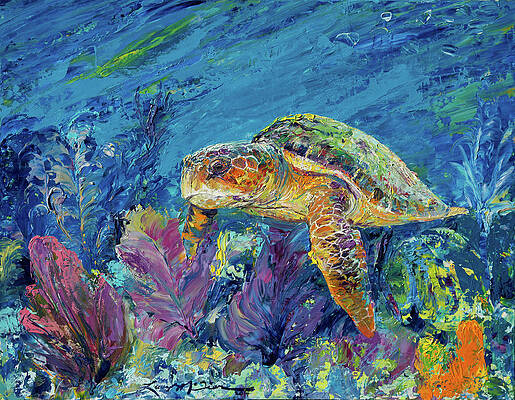 Wall Art - Painting - Loggerhead Turtle by Lucy P. Mctier