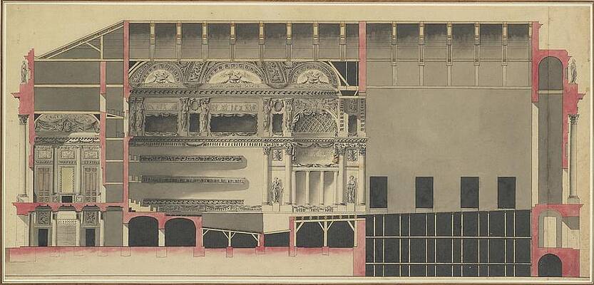 Wall Art - Drawing - Longitudinal Section Of A Theatre by Nicolas Marie Potain