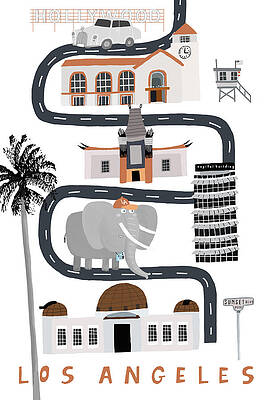 Wall Art - Photograph - Los Angeles City With Cute Elephant Tourist By Carla Daly by