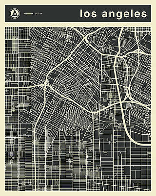 Wall Art - Digital Art - Los Angeles Map 3 by Jazzberry Blue