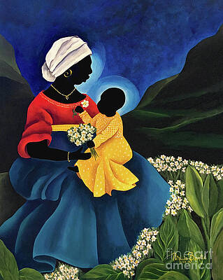 Wall Art - Painting - Madonna And Child With Daisies, 2019 by Patricia Brintle