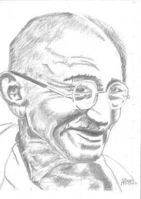Wall Art - Drawing - Mahatma Gandhi by Allwyn Furtado