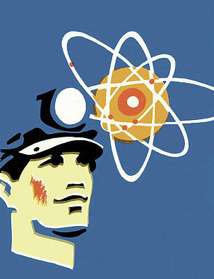 Wall Art - Drawing - Man and Atom by CSA Images