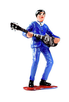 Wall Art - Drawing - Man in Blue Suit Playing Guitar by CSA Images