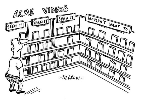 Wall Art - Drawing - Man In Video Shop, Seen It, Seen It, Seen It, Wouldn't Want by Pilbrow