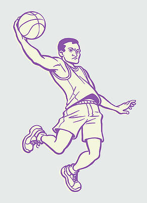 Hand drawn sketch of basketball player in color isolated on white  background detailed vintage style drawing vector  CanStock