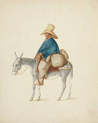 Wall Art - Painting - Man On Mule With Loaded Saddlebacks by Francisco Fierro