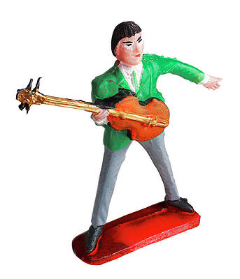 Wall Art - Drawing - Man Playing Violin Shaped Guitar by CSA Images