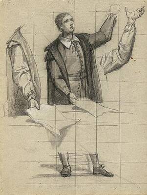 Wall Art - Drawing - Man Preaching, Sketch For Signing Of The Compact by Edwin White