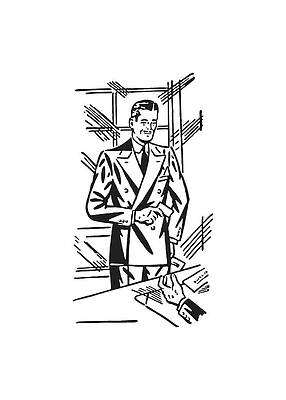Wall Art - Drawing - Man Standing in Front of Another Man's Desk by CSA Images