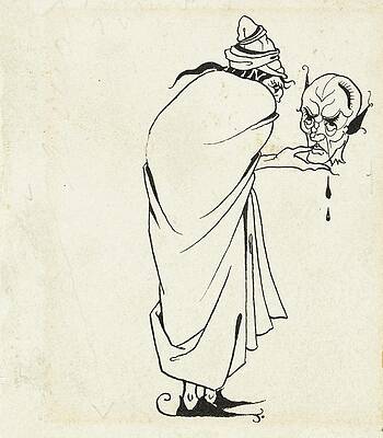 Wall Art - Drawing - Man With Skull by Aubrey Vincent Beardsley