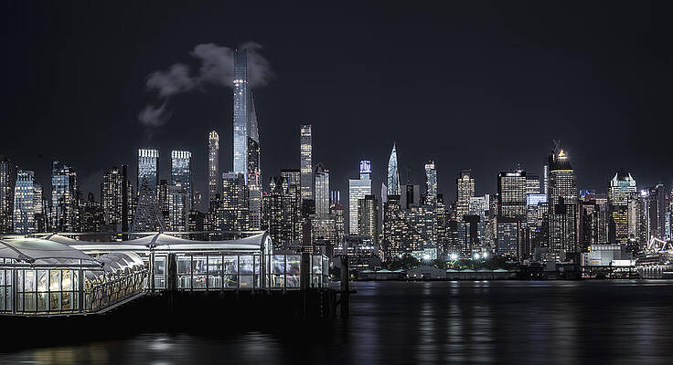 Wall Art - Photograph - Manhattan Nocturne: Towers, River, And Clouds by Wei (david) Dai