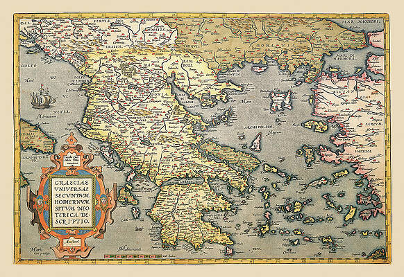 Wall Art - Painting - Map of Greece by A. Ortelius