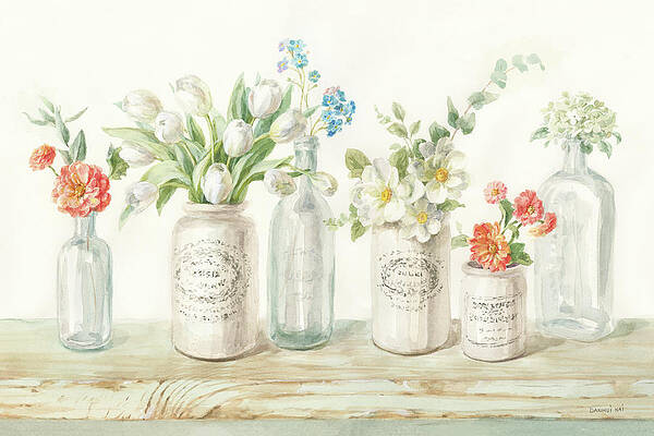 Wall Art - Painting - Marmalade Flowers I by Danhui Nai