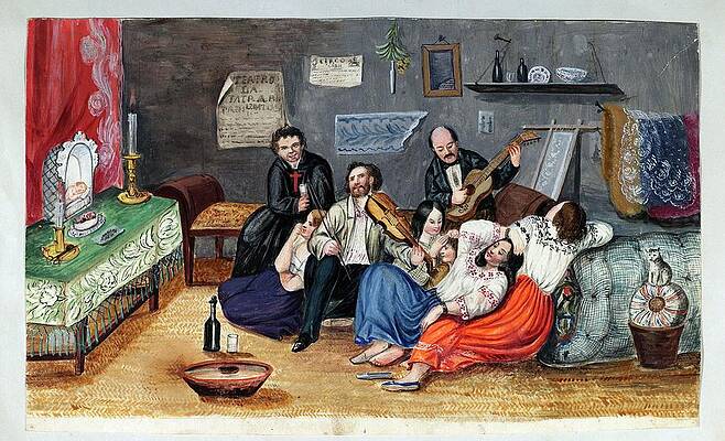 Wall Art - Painting - Mass Of The Child From The Album Of Ecuadorian Customs. Watercolor, Pastel. Guerrero Juan Agustin. by Juan Agustin Guerrero -1818-1880-