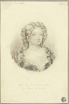 Wall Art - Drawing - Medallion Portrait Of Mlle De Fontanges by Eugene Deveria