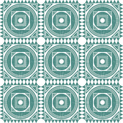 Wall Art - Photograph - Mediterranean Pattern 4 - Tile Pattern Designs - Geometric - Teal - Ceramic Tile - Surface Pattern by Studio Grafiikka