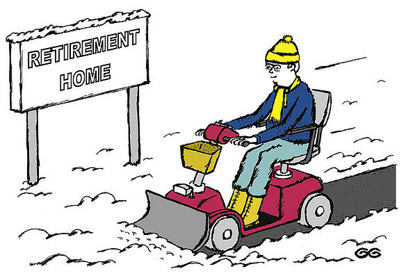 Wall Art - Drawing - Mobility Scooter With Snowmobile Attachment by Gordon Gurvan
