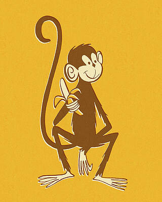 Wall Art - Drawing - Monkey Holding Banana by CSA Images