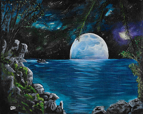 Wall Art - Painting - Moon light Island by David Bigelow