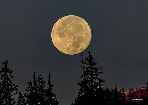 Moon Setting behind Swan Mountain by Stephen Johnson Moon Setting behind Swan Mountain by Stephen Johnson