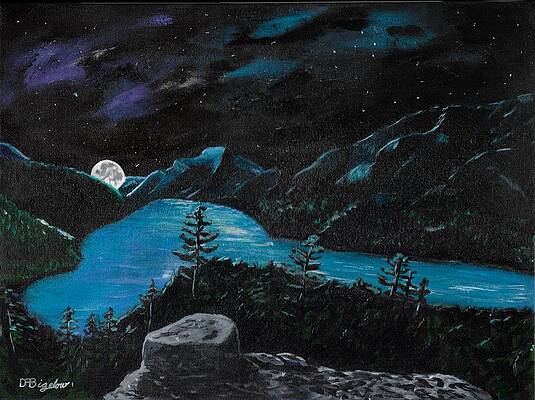 Wall Art - Painting - Mountain Lake Night by David Bigelow