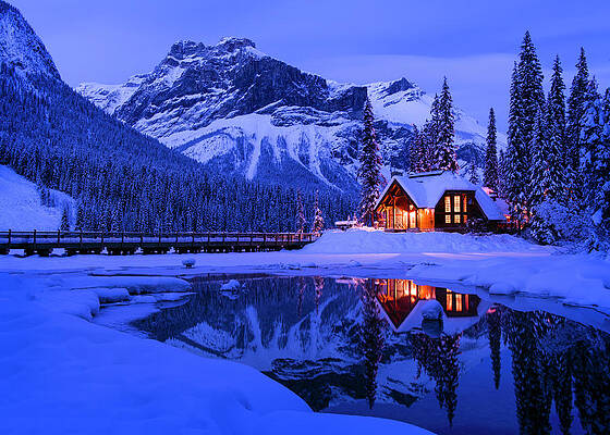Wall Art - Photograph - Mountain Lodge At Dusk by Michael Blanchette Photography