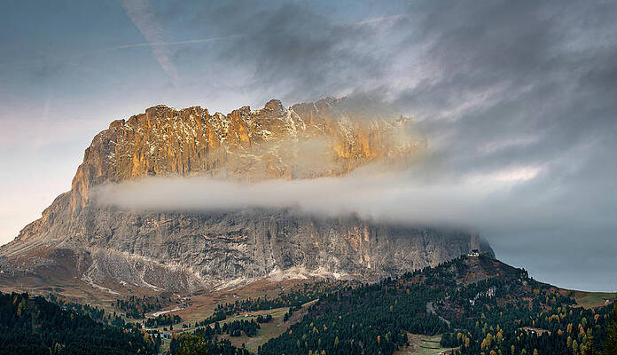 Wall Art - Photograph - Mountain peaks of Langkofel or Saslonch, mountain range  in the  by Michalakis Ppalis