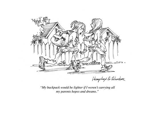 Wall Art - Drawing - My Backpack Would Be Lighter If I Weren't Carrying All by Darren Humphreys
