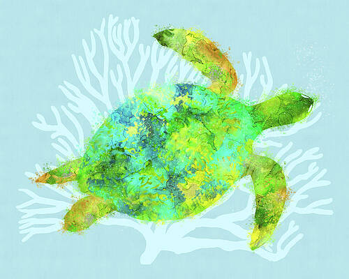 Image by Shutterstock Watercolor Turtle And Fish  Tee Women/'s
