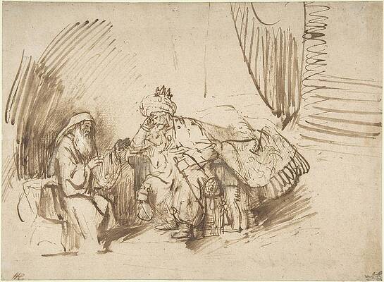 Wall Art - Drawing - Nathan Admonishing David by Rembrandt Van Rijn