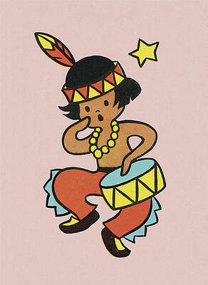 Wall Art - Drawing - Native American Boy by CSA Images