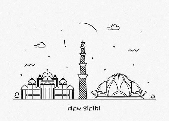 Watercolor sketch of India Gate New Delhi in vector illustration Stock  Vector  Adobe Stock