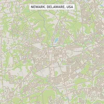 Wall Art - Digital Art - Newark Delaware US City Street Map by Frank Ramspott
