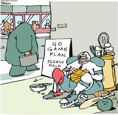 Wall Art - Drawing - No Game Plan. Please Help by Mike Baldwin