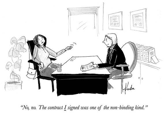 Wall Art - Drawing - No, No. The Contract I Signed Was Of The Non-binding Kind by Kendra Allenby