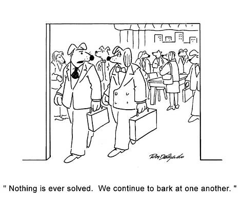 Wall Art - Drawing - Nothing Is Ever Solved. We Continue To Bark At One Another by Roy Delgado