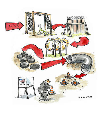 Wall Art - Drawing - Obstacle Course to the Voting Booth by Brendan Loper
