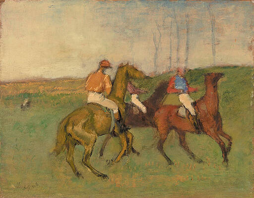 Jockeys and Race Horses Print by Edgar Degas