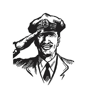 Big Image  Drawing Of A Soldier Saluting  Free Transparent PNG Clipart  Images Download