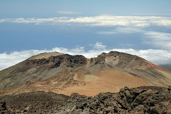 Wall Art - Photograph - Old Lava Flows And Summit Of Pico Viejo Volcano Viewed From by Nick Upton / Naturepl.com