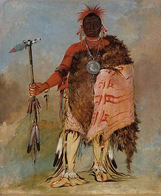 Wall Art - Painting - Om-pah-ton-ga, Big Elk, A Famous Warrior by George Catlin