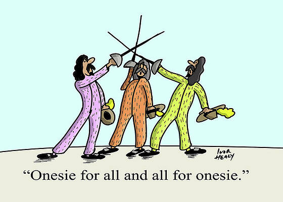 Wall Art - Drawing - Onesie For All And All For Onesie by Ivor Healy