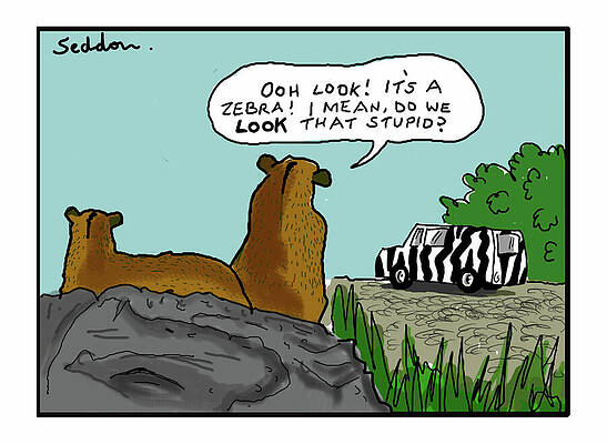 Wall Art - Drawing - Ooh Look A Zebra I Mean Do We Look That Stupid by Mike Seddon