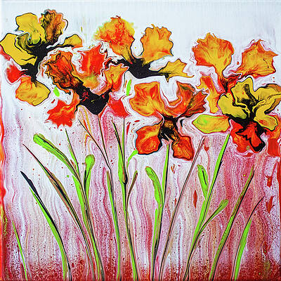 Wall Art - Painting - Orange and Yellow Iris by Vikki King
